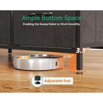 AODK Dresser for Bedroom Dresser TV Stand with 5 Storage Drawers, Small Fabric Dresser Chest of Drawers for Closet Organizer Clothes, Black