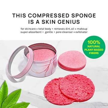 AOA Studio 50-Count Compressed Facial Sponges 100% Natural Cosmetic Spa Sponges for Facial Cleansing, Exfoliating Mask, Remove for Makeup, Dead Skin, and Dirt (50 counts, Pink)