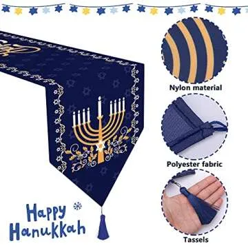 Stylish Hanukkah Table Runners - 2 Pack Decor for Holidays