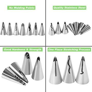 Suuker 7 Pieces Pleated Skirt Piping Nozzles Set, Stainless Steel Russian Nozzles Tips Piping Set For Pastry Fondant,Cake Decorating Supplies Baking Set Tools