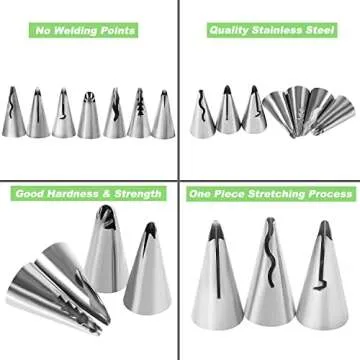 Suuker 7 Pieces Pleated Skirt Piping Nozzles Set, Stainless Steel Russian Nozzles Tips Piping Set For Pastry Fondant,Cake Decorating Supplies Baking Set Tools