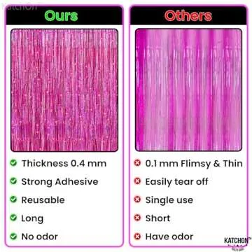 KatchOn, Iridescent Hot Pink Backdrop Curtain - 3.2x8 Feet, Pack of 2 | Hot Pink Fringe Backdrop for Galentines Day Decorations, Valentines Decorations | Hot Pink Streamers for Pink Party Decorations