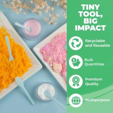 Kopperko Mini Cosmetic Spatula (2.5”, 100 Pack) - Small Plastic Spatula for Skincare, Creams, & Cr...