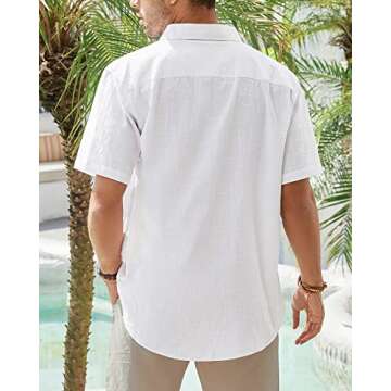 Stylish J.VER Men's Short Sleeve Cotton Linen Shirt for Summer Casual Wear with Pocket