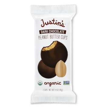 JUSTIN'S Organic Dark Chocolate Peanut Butter Cups, 12 Pack (2 cups each)