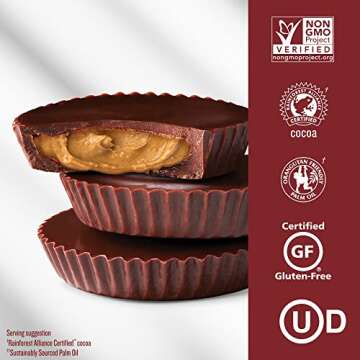 JUSTIN'S Organic Dark Chocolate Peanut Butter Cups, 12 Pack (2 cups each)