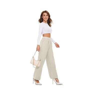 FUNYYZO High Waisted Work Pants for Women Business Casual Office Dress Pants Trousers with Pockets 2024