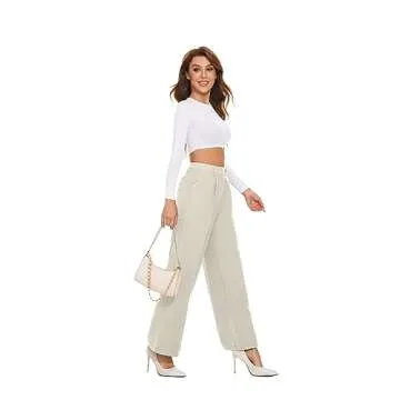 FUNYYZO High Waisted Work Pants for Women Business Casual Office Dress Pants Trousers with Pockets 2024