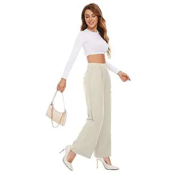 FUNYYZO High Waisted Work Pants for Women Business Casual Office Dress Pants Trousers with Pockets 2024
