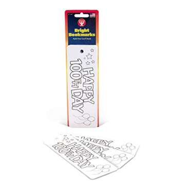 Hygloss Products Happy 100th Day Bookmarks - White Bookmark with “Happy 100th Day” on The Front - Fun to Personalize - Make Reading Fun - 2” x 6” - 100 Pack