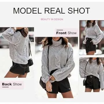 Dokotoo Women's Plus Size Chunky Turtleneck Sweater