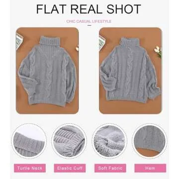 Dokotoo Women's Plus Size Chunky Turtleneck Sweater