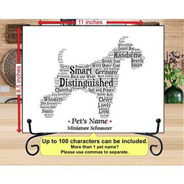 Miniature Schnauzer Natural Personalize Dog Wall Art Print | Home Decor Gift Wrapped | Custom Name |...