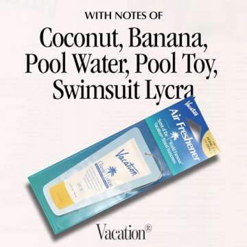 Vacation Hanging Air Freshener, Award-Winning Signature Sunscreen Scent, Deodorizer for Car, Home & Office (Pack of 3)