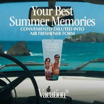 Vacation Hanging Air Freshener, Award-Winning Signature Sunscreen Scent, Deodorizer for Car, Home & Office (Pack of 3)