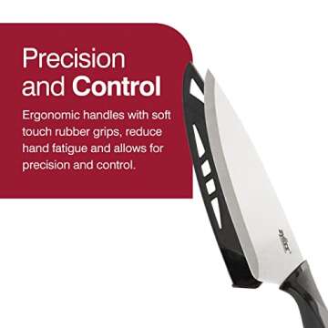 Zyliss 6 Piece Knife Value Set - Kitchen Knife Set with Sheath Covers - Chef's, Santoku, Utility, Serrated Paring, Paring & Peeling Knives - Stainless Steel