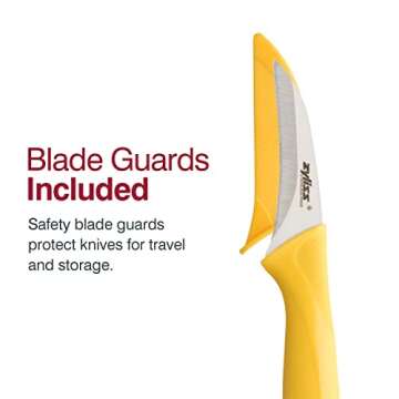 Zyliss 6 Piece Knife Value Set - Kitchen Knife Set with Sheath Covers - Chef's, Santoku, Utility, Serrated Paring, Paring & Peeling Knives - Stainless Steel