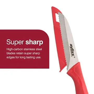 Zyliss 6 Piece Knife Value Set - Kitchen Knife Set with Sheath Covers - Chef's, Santoku, Utility, Serrated Paring, Paring & Peeling Knives - Stainless Steel