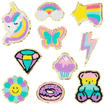 10Pcs Colorful Chenille Iron on Patches for Kids and DIY Accessories
