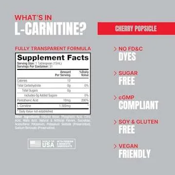 PROSUPPS L-Carnitine Stimulant Free Liquid Shots for Men & Women - Workout Drink for Performance & Muscle Recovery - Clean Energy, No Sugar, No Carbs (31 Servings, 1500 Cherry Popsicle)