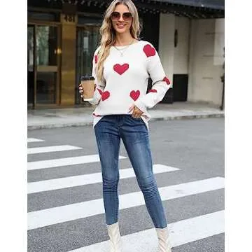 Soft Heart Patterned Sweater for Cozy Fall Style