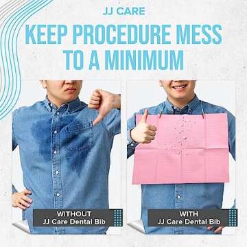 JJ CARE Dental Bibs [Pack of 125] - 13" x 18" Pink Dental Bibs, 3 Ply Waterproof Dentist Bibs, Dental Bibs Disposable for Eyelash Extension, Patient Bibs for Nail Art, Dental Napkins for Piercing