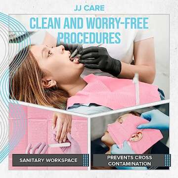 JJ CARE Dental Bibs [Pack of 125] - 13" x 18" Pink Dental Bibs, 3 Ply Waterproof Dentist Bibs, Dental Bibs Disposable for Eyelash Extension, Patient Bibs for Nail Art, Dental Napkins for Piercing
