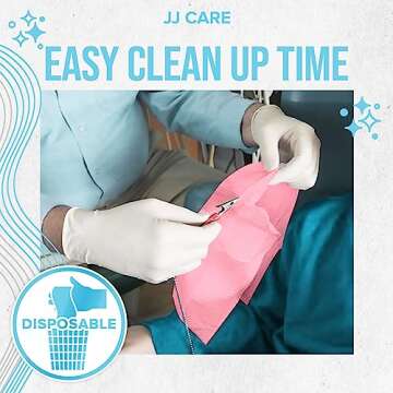 JJ CARE Dental Bibs [Pack of 125] - 13" x 18" Pink Dental Bibs, 3 Ply Waterproof Dentist Bibs, Dental Bibs Disposable for Eyelash Extension, Patient Bibs for Nail Art, Dental Napkins for Piercing