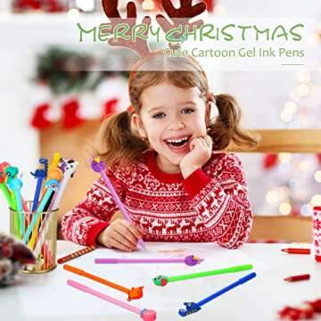 Containlol 48 Pieces Cartoon Cute Fun Pens for Kids Back to School Cool Black Gel ink Pens Bulk Firs...