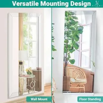 Elegant Full Body Dressing Mirror for Bedroom, Bathroom, and Living Room - Large Arch, Frameless, Wall Mounted or Standing Mirror - Explosion-Proof Full Length Wall Mirror