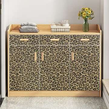17.7" x 196" Leopard Print Contact Paper Peel and Stick Leopard Wallpaper Self Adhesive Shelf Liner Removable Drawer Paper Self Adhesive Film for Cabinets Kitchen Bedroom Furniture Living Room
