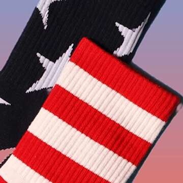 ZWW American Flag Socks For Men Or Women 4th July Middle Socks Star And Stripe Patriotic Freedom Day Gifts