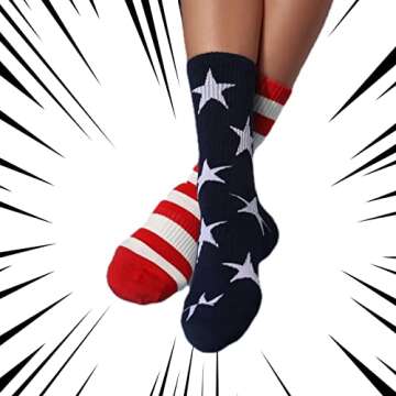 ZWW American Flag Socks For Men Or Women 4th July Middle Socks Star And Stripe Patriotic Freedom Day Gifts