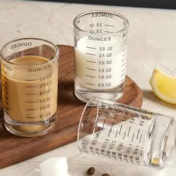 Shot Glass Measuring Cup 3 Ounce/90ML Liquid Heavy High Espresso Glass Cup Black Line