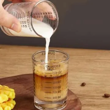 Shot Glass Measuring Cup 3 Ounce/90ML Liquid Heavy High Espresso Glass Cup Black Line