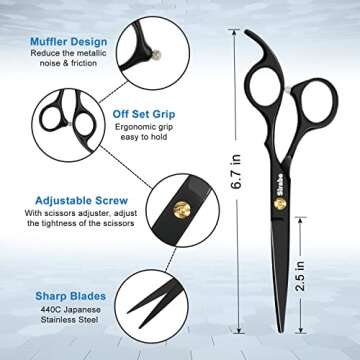 Sirabe 10 PCS Hair Cutting Scissors Set, Professional Haircut Scissors Kit with Cutting Scissors, Th...