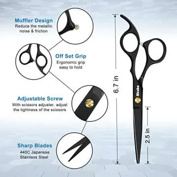 Sirabe 10 PCS Hair Cutting Scissors Set, Professional Haircut Scissors Kit with Cutting Scissors, Th...