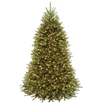 National Tree Company Pre-Lit Artificial Full Christmas Tree, Green, Dunhill Fir, Dual Color LED Lig...