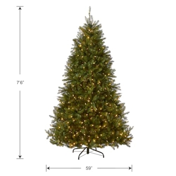 National Tree Company Pre-Lit Artificial Full Christmas Tree, Green, Dunhill Fir, Dual Color LED Lights, Includes Stand, 7.5 Feet, Dual Colored Lights