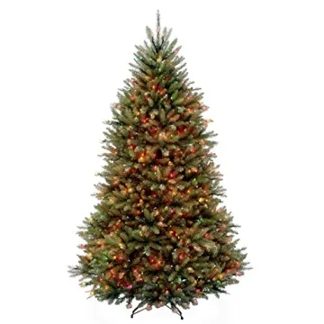 National Tree Company Pre-Lit Artificial Full Christmas Tree, Green, Dunhill Fir, Dual Color LED Lights, Includes Stand, 7.5 Feet, Dual Colored Lights