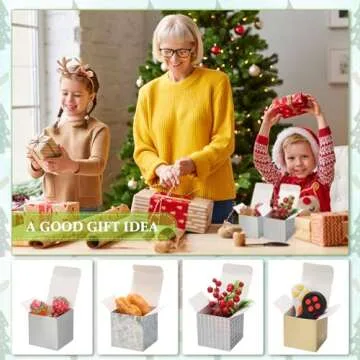 Zhehao 48 Pack Colorful Gift Boxes Small Cardboard Boxes with Lids Bulk Square Kraft Paper Cube Boxes Assemble for Crafting Cupcake Easy Wedding Birthday(2 x 2 x 2 Inch,Holographic)