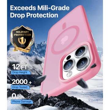 Aulofe Strong Magnetic for iPhone 15 Pro Max Case, [Compatible with MagSafe] [Military-Grade Drop Tested] Shockproof Protective Slim Translucent Matte Cover for iPhone 15 Pro Max Phone Case, Pink