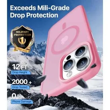 Aulofe Strong Magnetic for iPhone 15 Pro Max Case, [Compatible with MagSafe] [Military-Grade Drop Tested] Shockproof Protective Slim Translucent Matte Cover for iPhone 15 Pro Max Phone Case, Pink