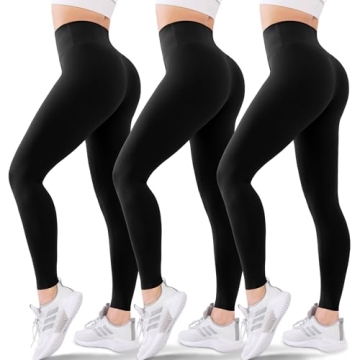 Blisset 3 Pack High Waisted Leggings - Soft Athletic Tummy Control Pants