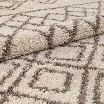 Well Woven Jasmin Shag Beige Moroccan Trellis Area Rug 3x5 4x6 (3'11" x5'3)