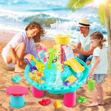 VATOS Water Table for Toddlers, 3 in 1 Kids Outdoor Water Play Table Rain Showers Splash Pond Toys, ...