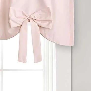 Lush Decor Melody Bow Window Curtain Valance, 18" x 52" + 2" Header, Blush