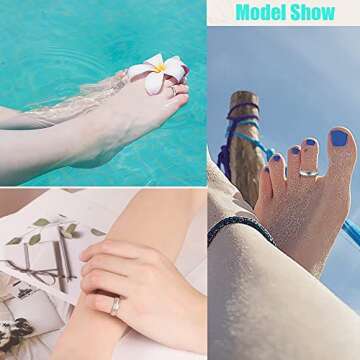 Sllaiss 925 Sterling Silver Open Toe Ring for Women Vintage Adjustable Finger Stackable Rings Simple...