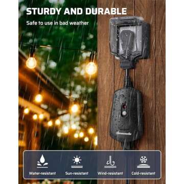 DEWENWILS Outdoor Wireless Remote Control Outlet Kit, Waterproof Electrical Plug for Indoor Outdoor Lights, Separately Controlled 3 Pack Receivers, 100 Feet RF Signal, UL Listed