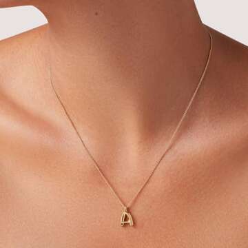 JENNY BIRD Letter A Monogram Initial Pendant Necklace | High Polish Gold, Lobster Clasp | Sleek, Chunky Designer Jewelry for Women